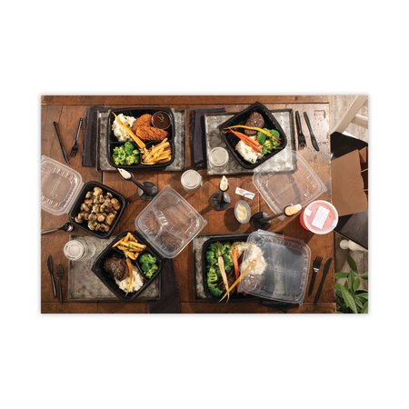 Pactiv EarthChoice Hinge-Lid Takeout Container, 34oz, 1-Comp, Bk/Clear, PK140 PK DC961000B000